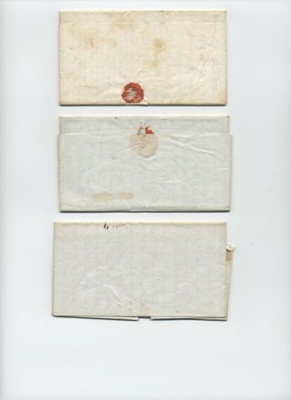 1840s South Wrentham MA 3 stampless folded letters same correspondence [5246.  230 2
