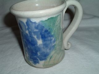 2012 Chatham Pottery Cape Cod Ma Blue Hydrangea Pattern Handmade Mug