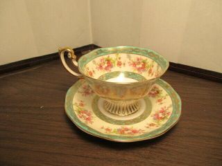 Vintage Royal Albert Footed Tea Cup & Saucer Gold Trim Floral Bone China England