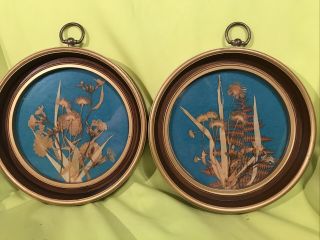 Vintage Dried Flowers Round Frames