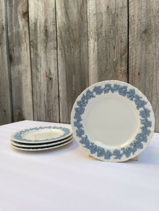 Wedgwood England Queens Ware Embossed Grapevine Blue Set Of 4 Bread Plates