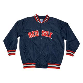 Vintage Boston Red Sox Adidas Satin Button Up Spell Out Jacket Youth Size Xl