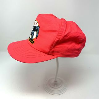 Vintage BOSCH 90’s rainproof Snap Back snapback Hat Cap Big Felt patch Pink 2