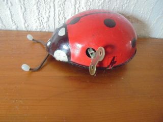 Seriously Scarce Vintage Clockwork Tin Plate Ladybird (with Key)
