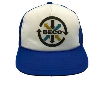 Beco Mesh Foam Rope Snapback Blue White Truckers Cap Hat Vintage Yz