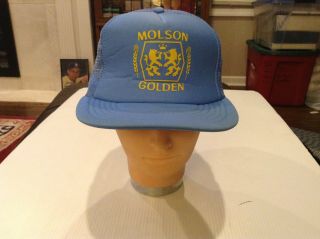 Vtg Rare Canadian Molson Golden Beer Hat Snapback Hipster Trucker Cap - Cool