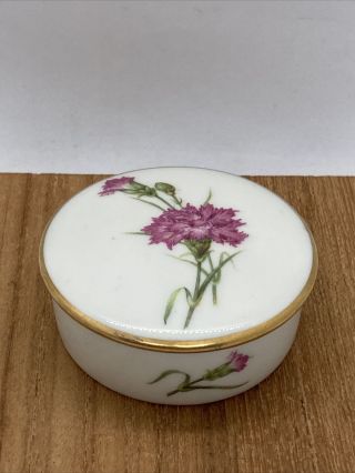 Limoges France Vintage Antique Trinket Box With Lid Flower Porcelain 2 - 3/8”