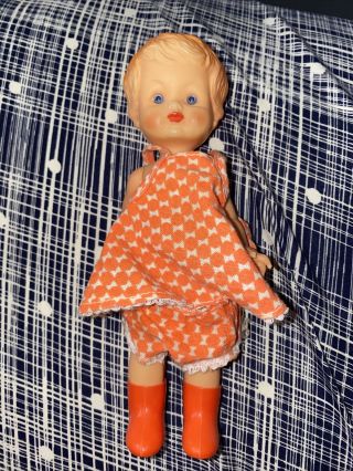 7” Made In Italy Doll Orange Boots Vintage