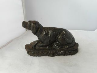 Antique Dog Shaped Cast Iron Doorstop - 15.  5cms Long And 9.  5cms High