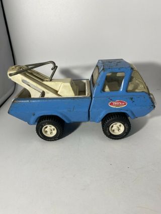 Vintage 14 " Blue Tonka Tow Truck Wrecker 24 Hour Service - Rare Version