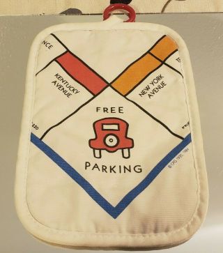 Vintage Monopoly Parking Oven Pot Holder With Ring 1984