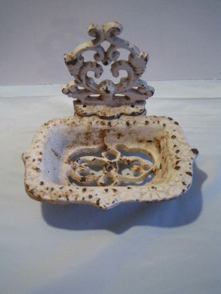 Cast Iron Soap Dish - Footed - Heavy - Vintage - Rusty