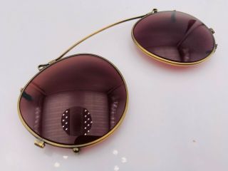 Vintage 6523sf Bronze Metal Round Oval Clip - On Sunglasses Frames