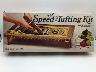 Vintage Speed Tufting Kit With Owl Pattern & Tufting Tool Ronco 1975