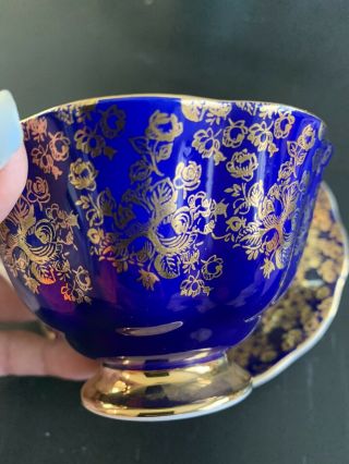Royal Albert Empress Series Cobalt Blue and Gold Teacup and Saucer 3