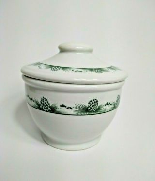 Vintage O.  P.  Co Onondaga Syracuse Pottery - Lidded Bowl - Pinecone - White Green