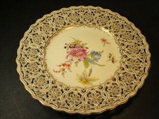 Vtg Dresden Meissen Reticulated Florals Richard Klemm 9 " Porcelain Plate