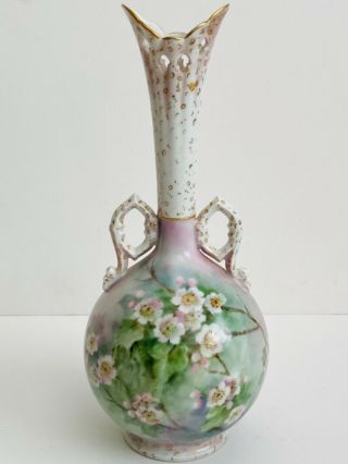 Mr France Martial Redon Limoges Ewer Painted Floral Porcelain Vase 12 "