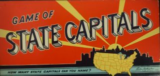 Vintage 1952 Game Of State Capitals Parker Brothers