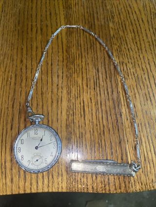 Antique Keystone Pocket Watch With Chain And Knife - Repair