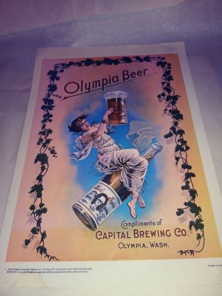 Vintage 1976 Olympia Beer Victorian (unframed) Poster Sign