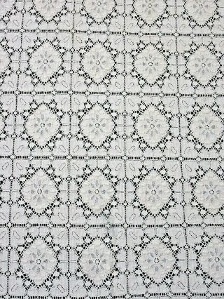 Vintage Crochet Ivory Lace Tablecloth Coverlet 56 " X 76 "