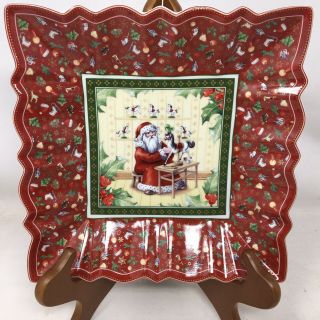 Villeroy Boch 1748 Toys Fantasy Porcelain Christmas Plate With Santa And Toys 9”