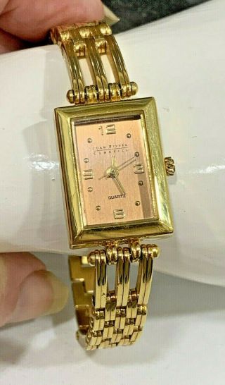 Vintage Joan Rivers Classics Gold Tone Bracelet Watch Copper Dial Battery