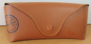 Ray Ban Brown Leather Sunglass Case Wayfarer Snap Close Hard Sides Vintage Style