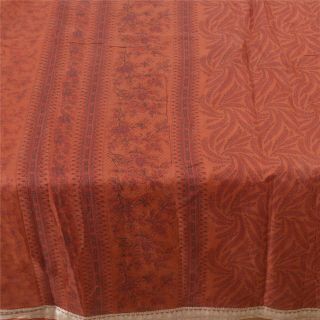 Sanskriti Vintage Dark Red Sarees Pure Silk Printed Zari Work Sari Craft Fabric 3