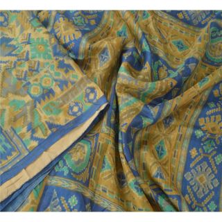 Sanskriti Vintage Sarees 100 Pure Silk Printed Sari Craft 5 Yard Decor Fabric