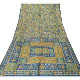 Sanskriti Vintage Sarees 100 Pure Silk Printed Sari Craft 5 Yard Decor Fabric 3