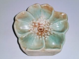 1940 Mccoy Pottery Ceramic Rustic Line Flower Blossom Wall Pocket Aqua | Brown