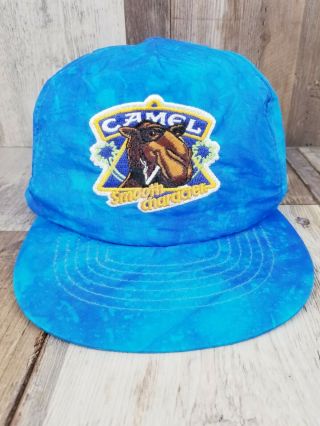 Vintage Joe Camel Cigarettes Smooth Character Hat Tie Dye Snapback Cap Blue