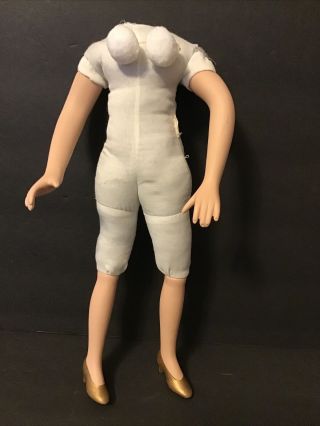 Porcelain Doll Body Stuffed Muslin Torso W/arms - Legs - 12”tall - Bronz Hi Heels (d15)
