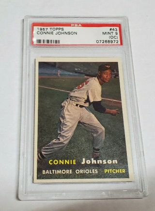 1957 Topps 43 Connie Johnson Graded Psa 9 (oc) Great Vintage Card