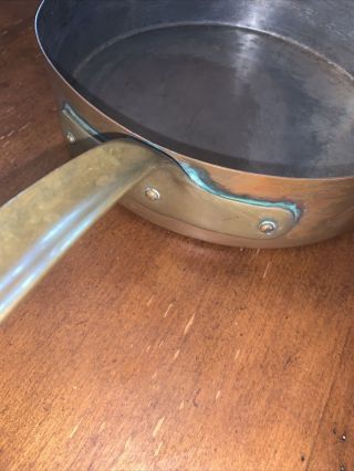 Vintage Made In Italy Solid Copper Tin Lined 9 " Pot,  Sauce Pan