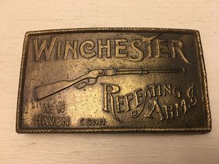 Vintage 1970s Winchester Repeating Arms - Haven,  Conn.  Bronze Belt Buckle