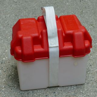 Vintage Sears Rv Automotive Marine Battery Box Red Top Plastic Cars Boats