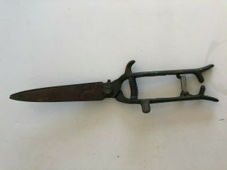 Vintage Metal Hand Clippers Garden Tool Shears Green Paint