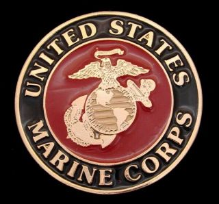 Ob20102 Nos Vintage 1980s United States Marine Corps Round Goldtone Buckle