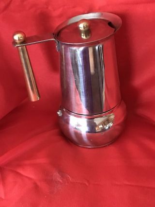 Guido Bergna Espresso Kitty Oro 2 Cups Coffee Pot 18/10 Stainless Inox Vintage