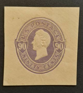 Us Stamps,  Cut Square,  U344,  90c Purple On Oriental Buff,  Perry,  Cv $75
