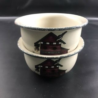 Set Of 2 Home And Garden Party 1999 Bowls Cereal Soup Bowl Bird House