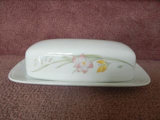 French Garden Fine Porcelain China 1/4 Lb Covered Butter Dish Japan