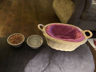 Our Generation Dog Basket Bed With Food And Water