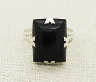 Vintage Sterling Silver Black Onyx Ring Size 6.  75