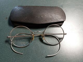 Vintage John Lennon Style Metal Frame Eyeglasses Glasses W Black Case