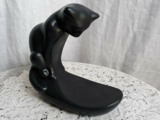 Vintage Royal Haeger Mcm Matte Black Cat Sculpture Fish Bowl Figurine No Bowl