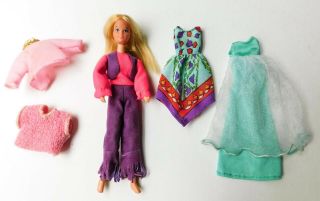 Vintage Heather Rockflower Doll 1970 Mattel Rosemary Dress Jeans In Fringe